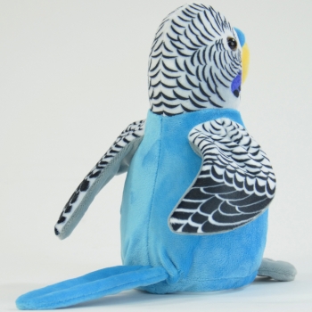 Kögler Laber-Wellensittich "Caruso", blau, der alles nachplappert, 17x21x11cm